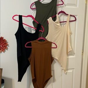 Women’s Sleeveless Scoop Neck Bodysuit - Black, Olive, Cream, Brown 4 total